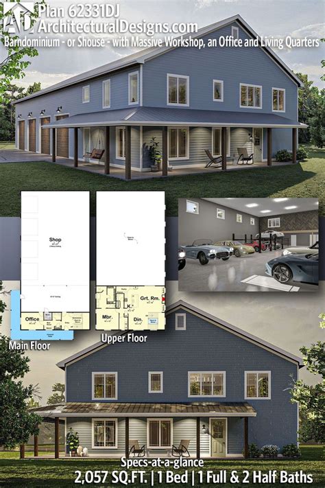 metal building half shop half house|Plan 62331DJ: Barndominium.